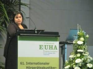 Helene Amieva, PhD, of the University of Bordeaux presented the feature session, "Hearing aids attenuate cognitive decine in elderly people with hearing loss."