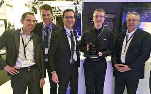 The ALGAM team (left to right): Antoine Toublanc, purchasing manager; Fabrice Jerome, sales director; Benjamin Garnier, managing director; Philippe Hautemaison, application engineer; and Paul Ingebrigtsen, Williams Sound president and CEO.