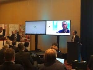 David Fabry, PhD, demonstrates GN Hearing's new teleaudiology technology by conducting what may be the first trans-Atlantic hearing aid fitting adjustment with a patient in Denmark.