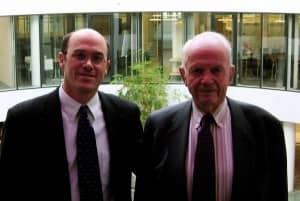 Erik Westermann with Hearing Review Editor Karl Strom at Widex Headquarters in 2011.