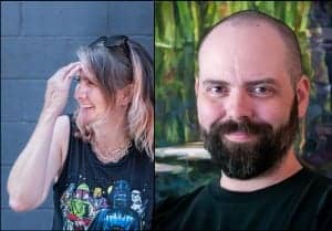 Claudia Pyne (left), artist relations/sales specialist; Richard Sandrok (right), independent outside sales and marketing consultant.