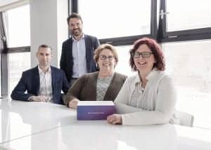 From left to right: Cathal Mc Fadden, Director of Operations; Ross O’Neill, CEO; Deborah Arthur, Head of Quality and Regulatory Affairs, Suzanne O’Rourke, Director of Quality and Regulatory Affairs.