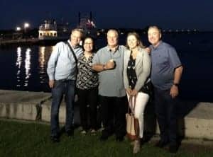 Russ and Maile visit AudioConexus: (L to R) Jonathan Stanley, Maile Keone, Doug Humphreys, Ange Berlin, and Russ Gentner.
