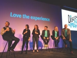 In a lively and funny game-show format, baby boomer/hipster “Alex,” played by Shaun Coghlan, is tasked by hosts Krista Koktan and Nicola McLaughlin, with trying to decide which key benefit of hearing aids on the Discover platform will best suit his lifestyle: Fit (played by Douglas Baldwin), Love (Leah Vusich), or Go (Corey Banham).