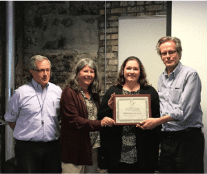 From left to right: Jim Teter, Benson Medical Instruments; Kim Biro and Stephanie Billing, Chesapeake Occupational Health Solutions; Stephen Benson, Benson Medical Instruments.