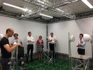 Members of the media were treated to a tour of Phonak’s manufacturing facilities and (above) an example of its R&D in a special room designed to replicate a wide variety of real-world listening environments and speech-in-noise simulations.
